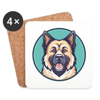 Estrela Mountain Dog Breed Cartoon Kawaii Clipart - Coasters (set of 4) - white - Front