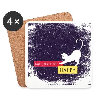 Cats make me happy with dirty border - Untersetzer (4er-Set) - Weiß - Vorne