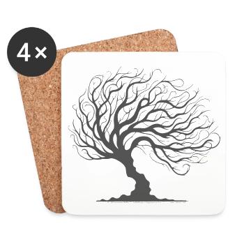 Skurriler Baum des Lebens - Untersetzer (4er-Set) - Weiß - Vorne