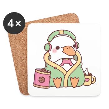 Mignon canard Cozy Gamer - Dessous de verre (lot de 4) - blanc - Devant