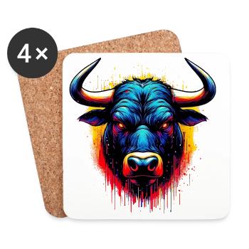 Stier - Untersetzer (4er-Set) - Weiß - Vorne