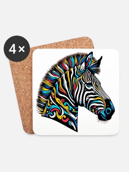 Zebra - Untersetzer (4er-Set) - Weiß