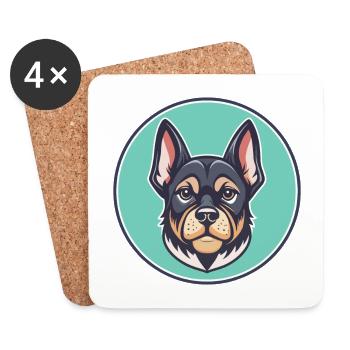 Gascon Saintongeois Chien Race Drôle Dessin Animé Kawaii - Dessous de verre (lot de 4) - blanc - Devant