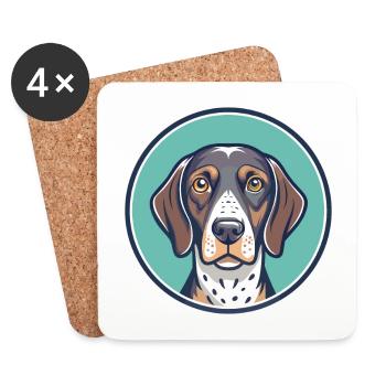 German Shorthaired Pointer Dog Breed Funny Cartoon - Coasters (set of 4) - white - Front