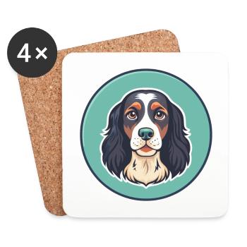 German Spaniel Dog Breed Cartoon Kawaii Clipart - Coasters (set of 4) - white - Front