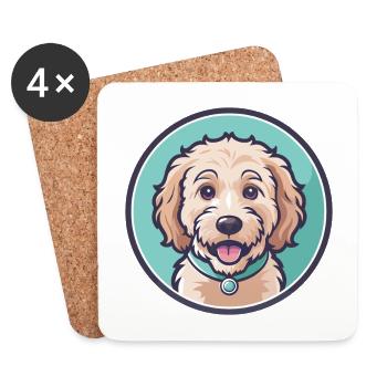 Goldendoodle Do Hunderasse Cartoon Kawaii Clipart - Untersetzer (4er-Set) - Weiß - Vorne