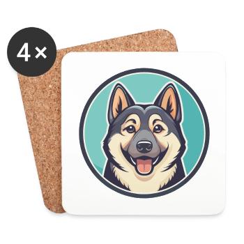 Hallefors Elkhound Dog Breed Cartoon Kawaii - Coasters (set of 4) - white - Front