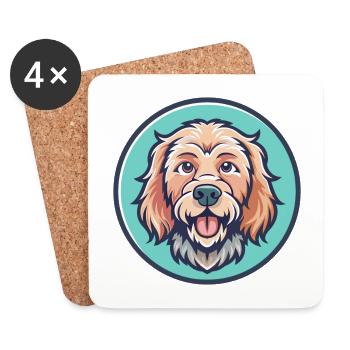 Griffon Fauve De Bretagne Hunderasse Karikatur Kawaii - Untersetzer (4er-Set) - Weiß - Vorne