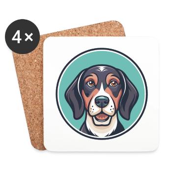 Halden Hound Chien Race Dessin animé Kawaii Clipart Animal de compagnie - Dessous de verre (lot de 4) - blanc - Devant