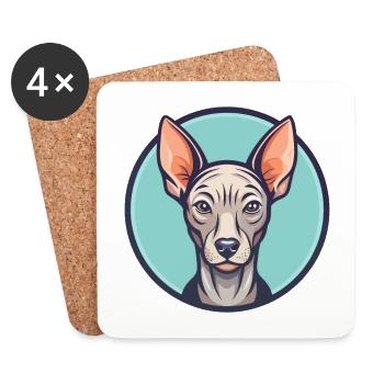 Inca Hairless Dog Breed Cartoon Kawaii Clipart Pet - Coasters (set of 4) - white - Front