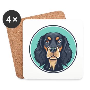 Gordon Setter Chien Race Dessin animé Kawaii Clipart Animal de compagnie - Dessous de verre (lot de 4) - blanc - Devant