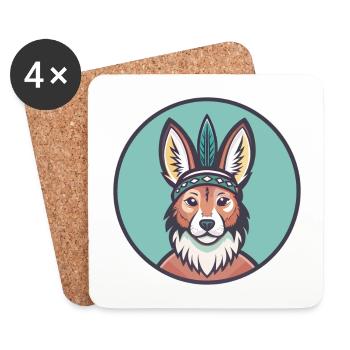 Hare Indian Dog Breed Funny Cartoon Kawaii Clipart - Coasters (set of 4) - white - Front