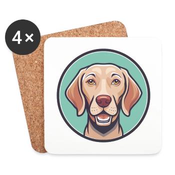 hongrois Vizsla chien race dessin animé Kawaii Clipart - Dessous de verre (lot de 4) - blanc - Devant