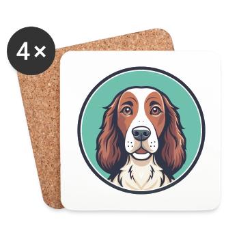 Irish Red And White Setter Dog Breed Funny Cartoon - Coasters (set of 4) - white - Front