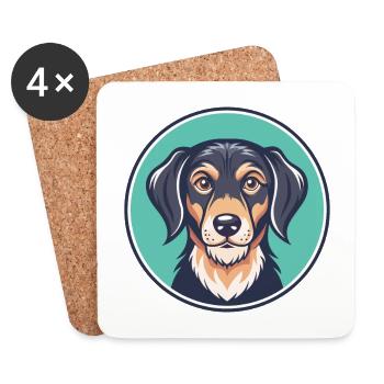 Istrian Coarse Haired Hound Dog Breed Cartoon Pet - Coasters (set of 4) - white - Front