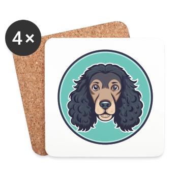 Irish Water Spaniel Dog Breed Funny Cartoon Kawaii - Coasters (set of 4) - white - Front