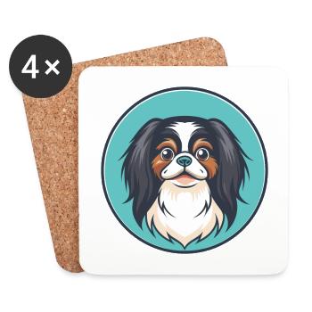 Japanese Chin Dog Breed Cartoon Kawaii Clipart Pet - Coasters (set of 4) - white - Front