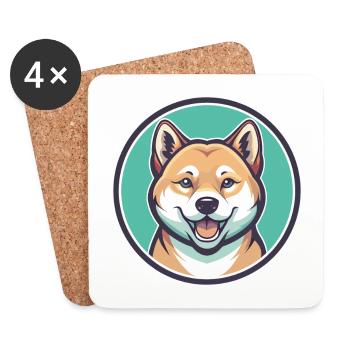 Jindo Dog Breed Cartoon Kawaii Clipart Animal Pet - Coasters (set of 4) - white - Front