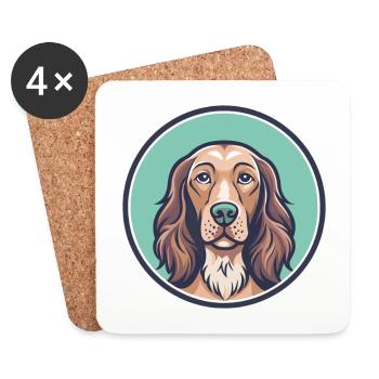 Irish Setter Dog Breed Cartoon Kawaii Clipart Pet - Coasters (set of 4) - white - Front