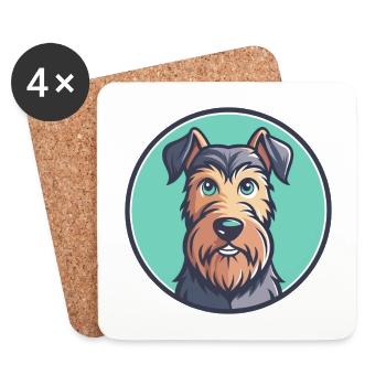 Irish Terrier Hund Rasse Cartoon Kawaii Clipart Haustier - Untersetzer (4er-Set) - Weiß - Vorne