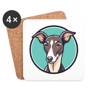 Italienischer Windhund Hunderasse Cartoon Kawaii Clipart - Untersetzer (4er-Set) - Weiß - Vorne