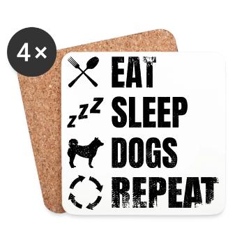 Eat Sleep Dogs Repeat - Coasters (set of 4) - white - Front