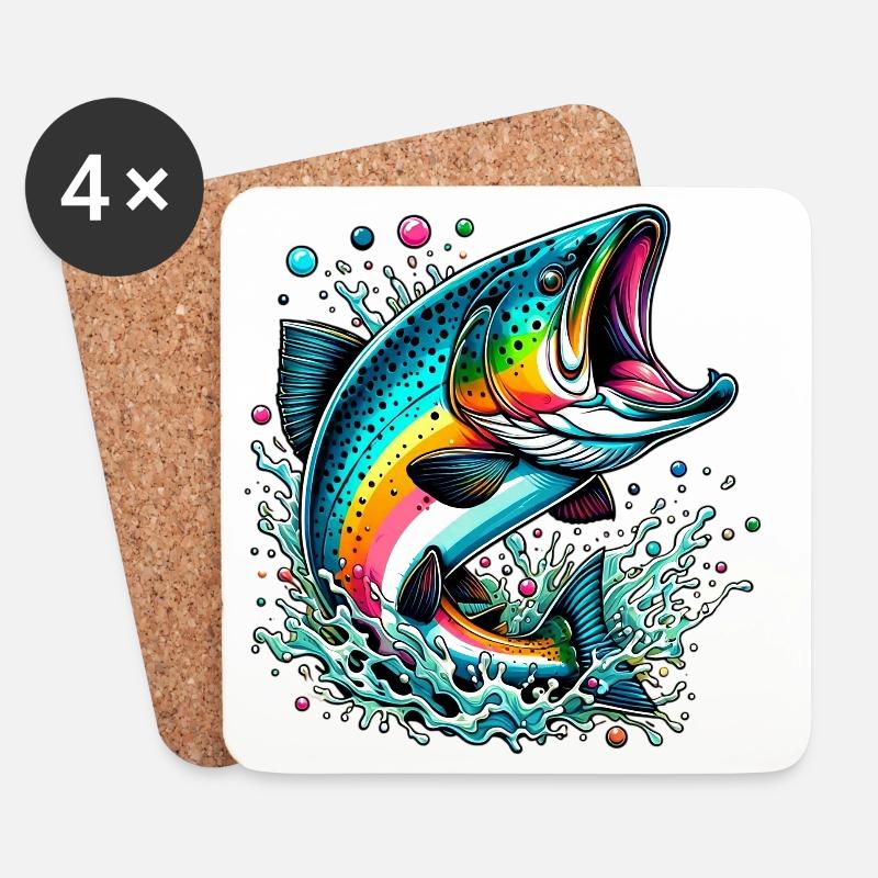 Lachs - Untersetzer (4er-Set) - Weiß