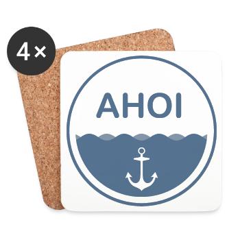 Anker Ahoi Logo 2 (clean) - Untersetzer (4er-Set) - Weiß - Vorne