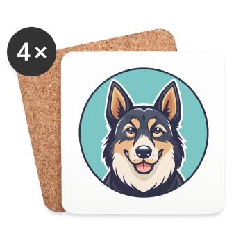 Karst Schäferhund Rasse Karikatur Kawaii Clipart - Untersetzer (4er-Set) - Weiß - Vorne