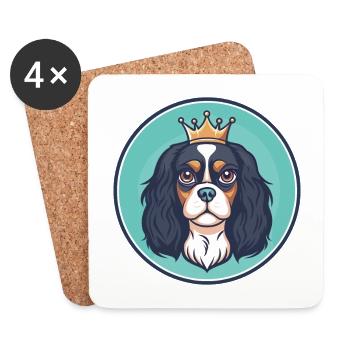 King Charles Spaniel Chien Race Dessin Animé Kawaii Pet - Dessous de verre (lot de 4) - blanc - Devant