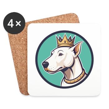König Weißer Hund Rasse Cartoon Kawaii Clipart - Untersetzer (4er-Set) - Weiß - Vorne