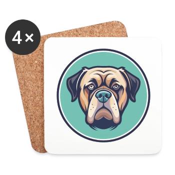 Majorque Mastiff Chien Race Dessin animé Kawaii Clipart - Dessous de verre (lot de 4) - blanc - Devant