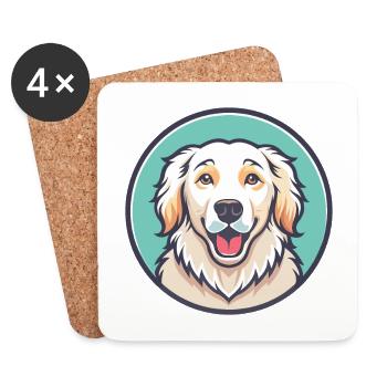Maremma Sheepdog Dog Breed Cartoon Kawaii Clipart - Coasters (set of 4) - white - Front