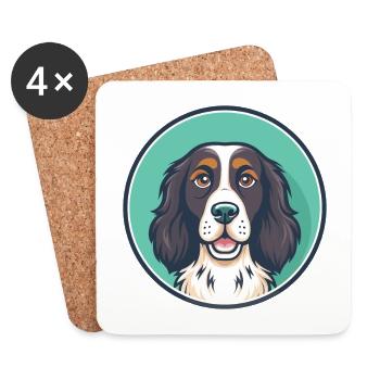 Large Munsterlander Dog Breed Funny Cartoon Kawaii - Coasters (set of 4) - white - Front
