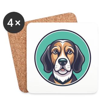 Litauische Laufhund Rasse Karikatur Kawaii Clipart - Untersetzer (4er-Set) - Weiß - Vorne
