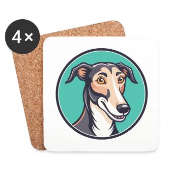 Lurcher Hunderasse Cartoon Figur Kawaii Clipart - Untersetzer (4er-Set) - Weiß - Vorne