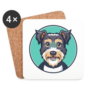 Lucas Terrier Chien Race Dessin animé Kawaii Clipart Animal de compagnie - Dessous de verre (lot de 4) - blanc - Devant