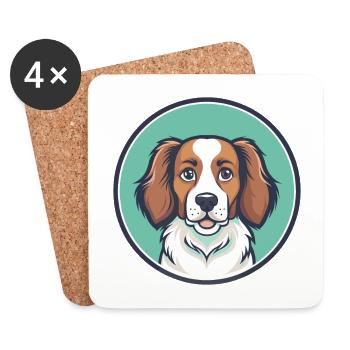 Kooikerhondje Dog Breed Cartoon Kawaii Clipart Pet - Coasters (set of 4) - white - Front