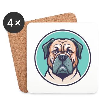Kurdische Dogge Hunderasse Cartoon Kawaii Clipart - Untersetzer (4er-Set) - Weiß - Vorne