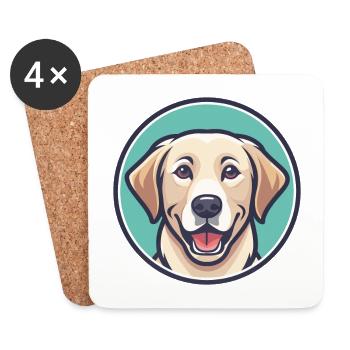 Labradinger Dog Breed Funny Cartoon Kawaii Clipart - Coasters (set of 4) - white - Front