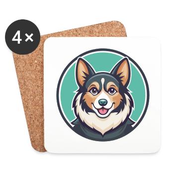 Lapinporokoira Dog Breed Cartoon Kawaii Clipart - Coasters (set of 4) - white - Front