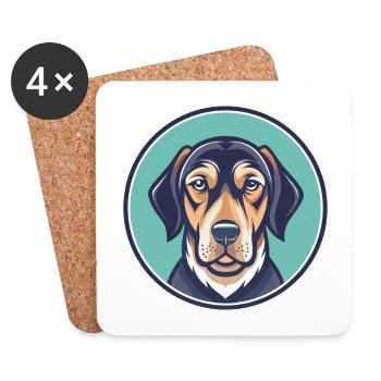 Majestic Tree Hound Dog Breed Funny Cartoon Kawaii - Coasters (set of 4) - white - Front