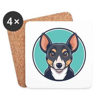 Majorque ratter chien race dessin animé Kawaii Clipart - Dessous de verre (lot de 4) - blanc - Devant