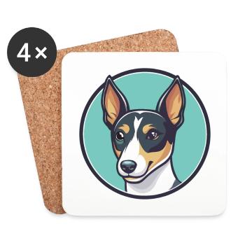 Miniatur Foxterrier Hund Rasse Cartoon Kawaii Haustier - Untersetzer (4er-Set) - Weiß - Vorne