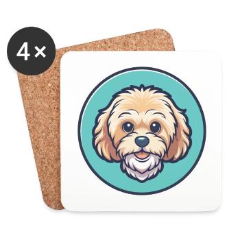 Maltipoo Hunderasse Bunte Karikatur Kawaii Clipart - Untersetzer (4er-Set) - Weiß - Vorne