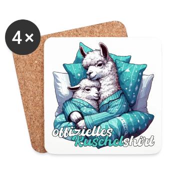 Offizielles Kuschelshirt Lama Lamas Geschenk - Untersetzer (4er-Set) - Weiß - Vorne