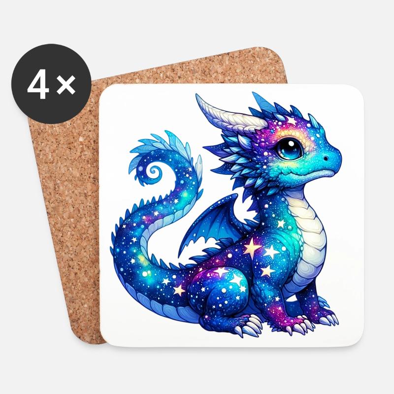 Drache - Untersetzer (4er-Set) - Weiß