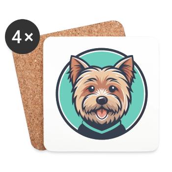 Norfolk Terrier Dog Breed Cartoon Kawaii Clipart - Coasters (set of 4) - white - Front
