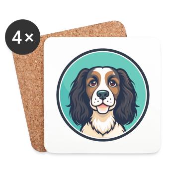 Norfolk Spaniel Dog Breed Cartoon Kawaii Clipart - Coasters (set of 4) - white - Front