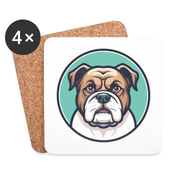 Olde English Bulldogge Dog Breed Cartoon Kawaii - Coasters (set of 4) - white - Front